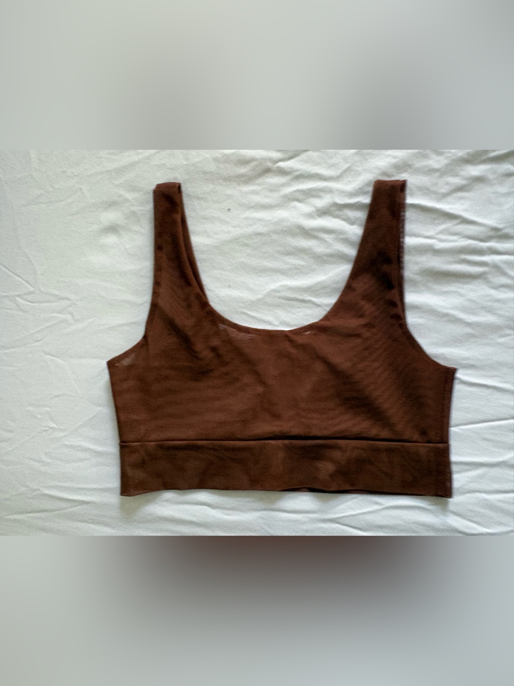Underbares Brown Mesh Scoop Neck Wireless Bralette